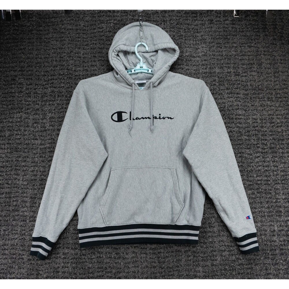 Champion Hoodie Mens Large Gray Reverse Weave Pullover Sweatshirt Athleisure